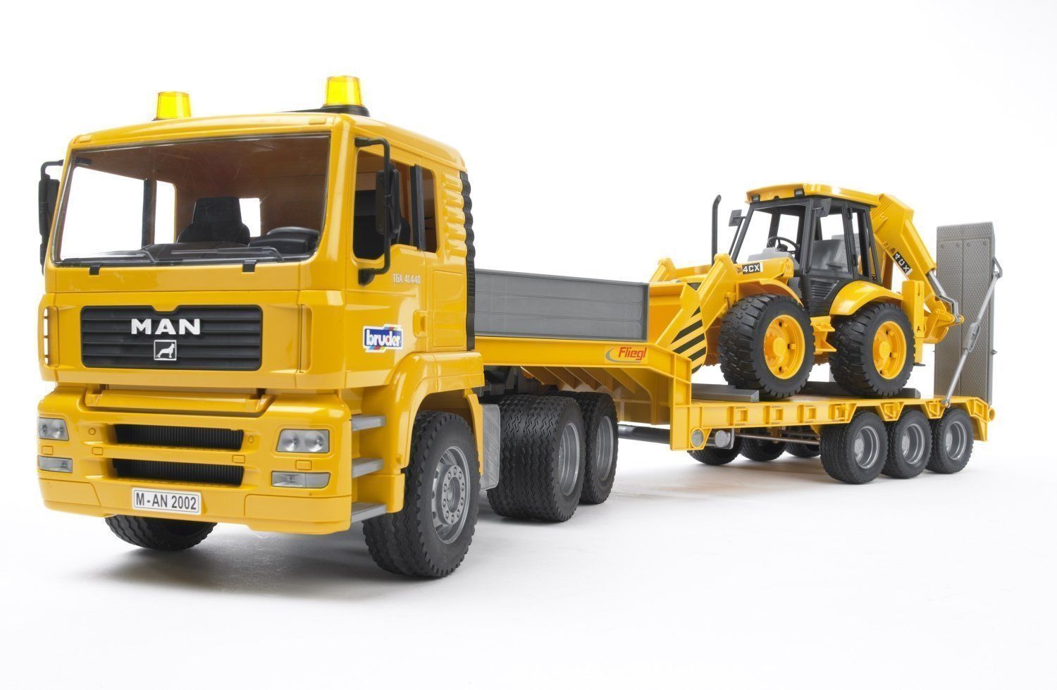 Buy Bruder MAN TGA Low Loader Truck with JCB Backhoe Loader