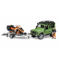 Bruder - Land Rover Defender with Trailer & Snowmobile & Driver 02594