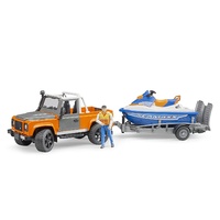 Bruder - Land Rover Defender Pickup with Trailer and Watercraft 02599