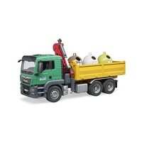 Bruder - MAN TGS Truck with 3 Glass Recycling Containers and Bottles 03753