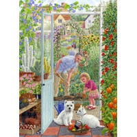Holdson - Out the Back Door - Veggie Garden Yorkies Large Piece Puzzle 500pc