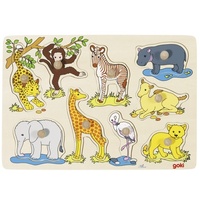 GOKI - African Baby Animals Peg Puzzle 9pc