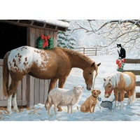 Cobble Hill - Winter Barnyard Family Puzzle 350pc