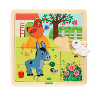 Djeco - Puzzlo Farm Wooden Puzzle 15pc