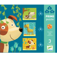 Djeco - Primo Puzzle Dogs 4, 6, 9pc