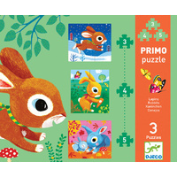 Djeco - Primo Puzzle Rabbits 3, 4, 5pcs