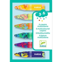 Djeco - Multicoloured Flower Crayons (6 pack)