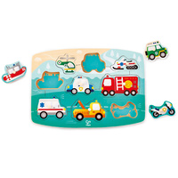 Hape - Emergency Vehicles Peg Puzzle - 9pc