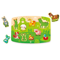 Hape - Farmyard Peg Puzzle 9pc