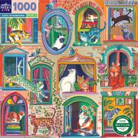 eeBoo - Cats in Window Puzzle 1000pc