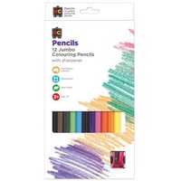 EC - Jumbo Washable Colouring Pencil (12 pack) & Sharpener