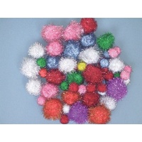 Pom Poms Glitter Colours (50 pieces)