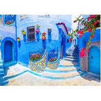 Enjoy - Turquoise Street in Chefchaouen, Maroc Puzzle 1000pc