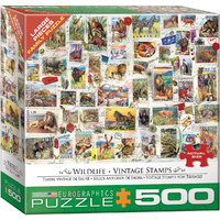 Eurographics - Wildlife Vintage Stamps Large Piece Puzzle 500pc