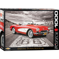 Eurographics - 1959 Corvette Driving Down Route 66 Puzzle 1000pc