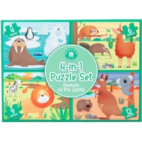 Learning Can Be Fun -  4-in-1 Puzzle Set: Animals of the World