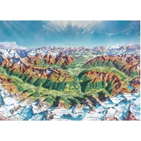 Heye - Map Art, Alpine Mountain World Puzzle 2000pc