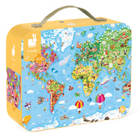 Janod - Giant World Suitcase Puzzle 300pc