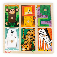 Janod - Tactile Peg Puzzle Zoo Animals