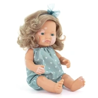 Miniland - My Friends & Me - Baby Doll Caucasian Girl with Vitiligo Brown Hair 38cm