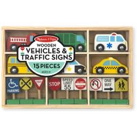 Melissa & Doug - Wooden Traffic Signs and Vehicles