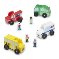 Melissa & Doug - Wooden Community Vehicle Set
