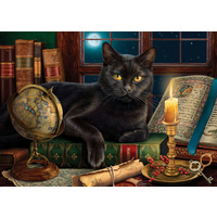 Sunsout - Black Cat By Candelight Large Piece Puzzle 500pc