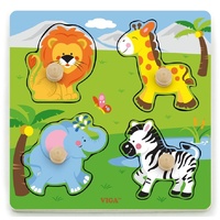 Viga Toys - Wild Animals Big Wooden Knob Puzzle