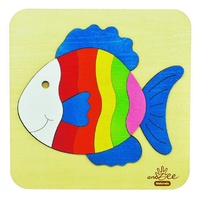 Andzee - Rainbow Fish Raised Puzzle 14pc