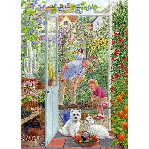 Holdson - Out the Back Door - Veggie Garden Yorkies Large Piece Puzzle 500pc