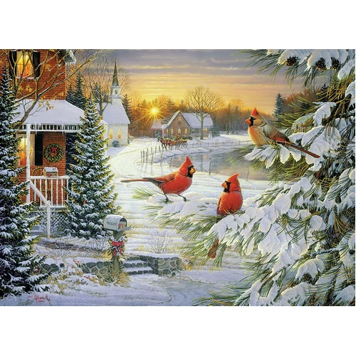Cobble Hill - Sunset Cardinals Puzzle 1000pc