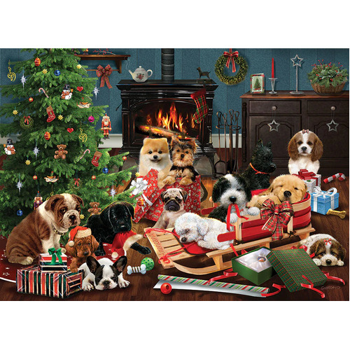 Cobble Hill - Christmas Puppies Puzzle 1000pc