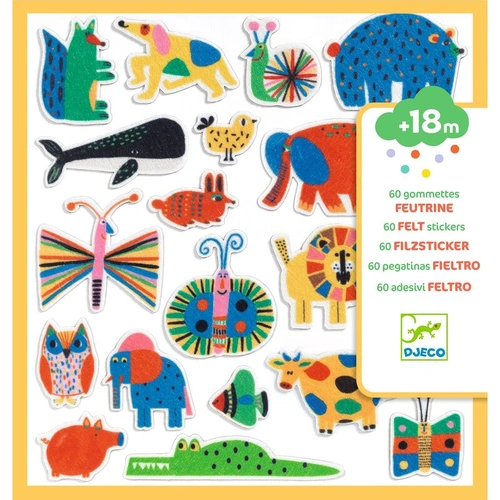 Djeco - 60 Felt Animal Stickers