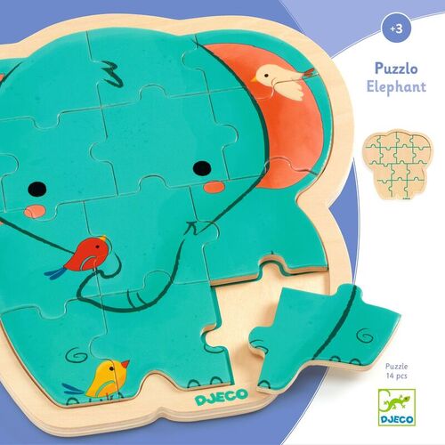 Djeco - Elephant Wooden Puzzle 14pc (DAMAGED BOX)