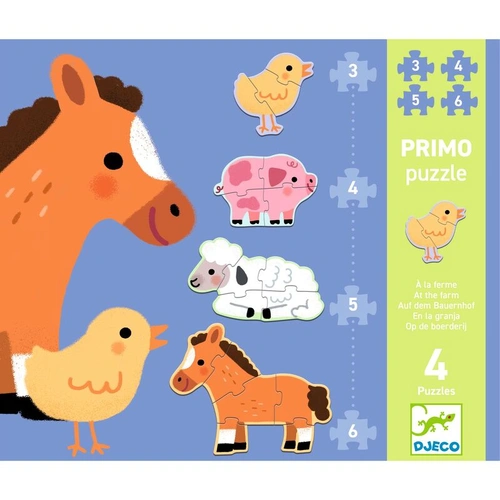 Djeco - Primo Puzzle At The Farm 3,4,5,6pc