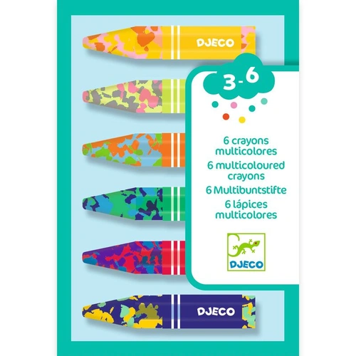Djeco - Multicoloured Flower Crayons (6 pack)