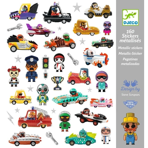 Djeco - The World of Crazy Motors Sticker Set