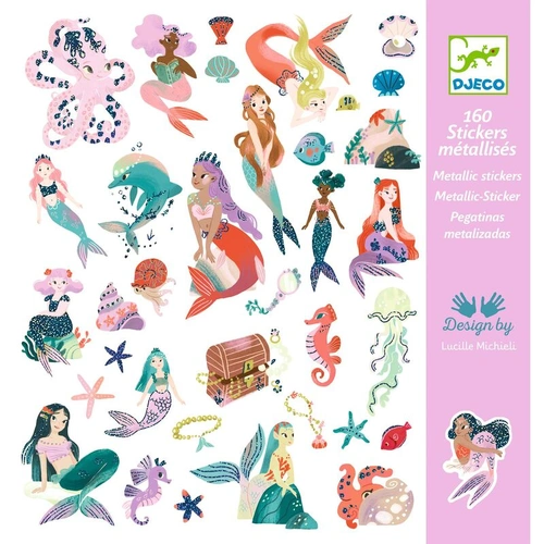 Djeco - Sparkly Mermaids Metallic Sticker Set