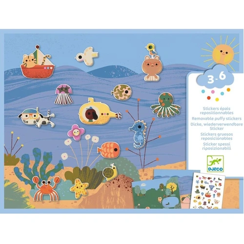 Djeco - Summertime Reuseable Puffy Stickers