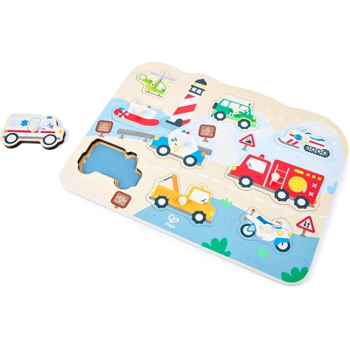 Hape - Emergency Vehicles Peg Puzzle 9pc
