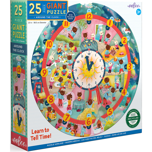 eeBoo - Around the Clock Giant Round Puzzle 25pc