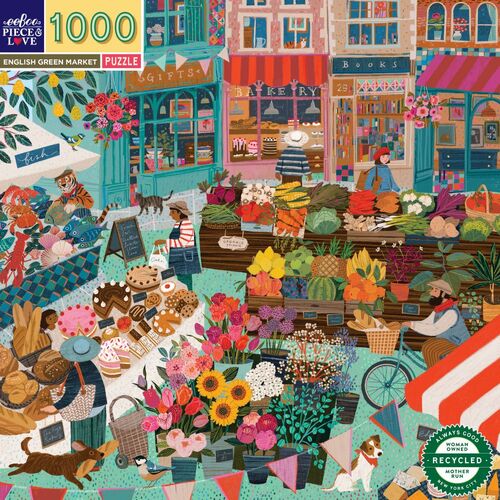 eeBoo - England Green Market Puzzle 1000pc