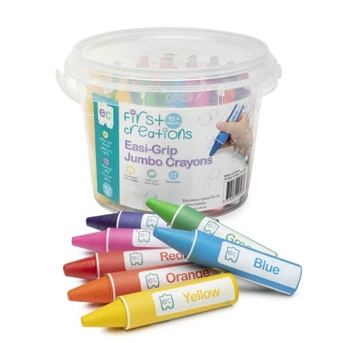 First Creations - Easi-Grip Jumbo Crayons (tub of 32)  (DAMAGED PACKAGING)
