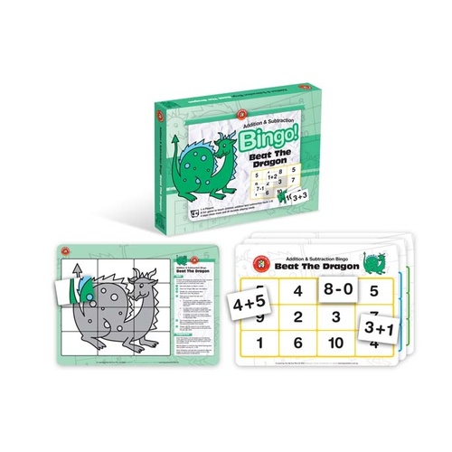 Learning Can Be Fun - Beat The Dragon Bingo - Addition & Subtraction Bingo