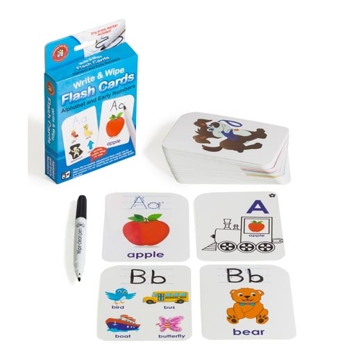 Learning Can Be Fun - Write & Wipe Alphabet & Early Numbers Flash Cards with Marker