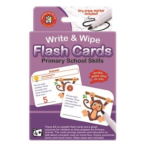 Learning Can Be Fun - Write & Wipe Flash Cards Primary School Skills with Marker