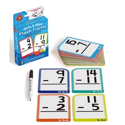 Learning Can Be Fun – Write & Wipe Subtraction Flash Cards with Marker