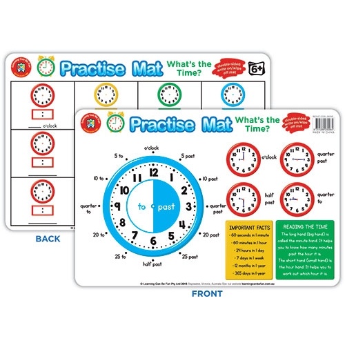 Learning Can Be Fun - Practise Mat - What's the Time?