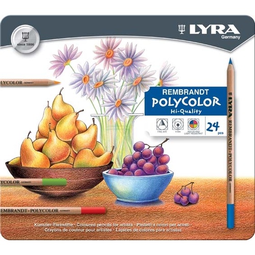 Lyra Rembrandt Polycolor Colored Pencils Tin Set of 24