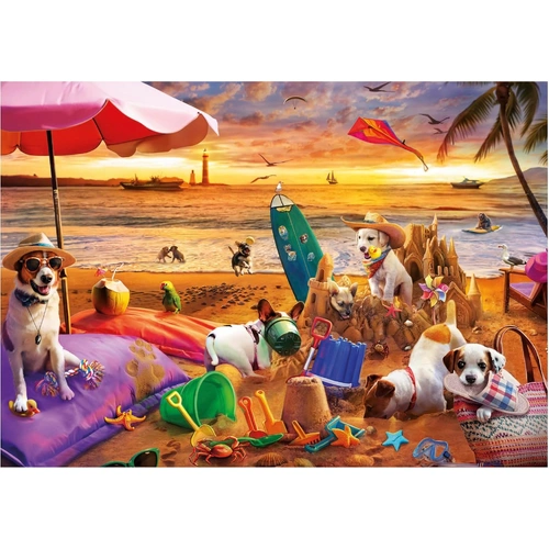 Educa - Dogs Playing At The Beach Puzzle 1000pc
